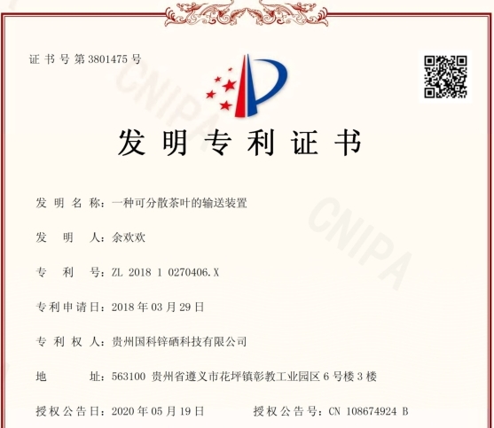 一种可分散茶叶的输送装置